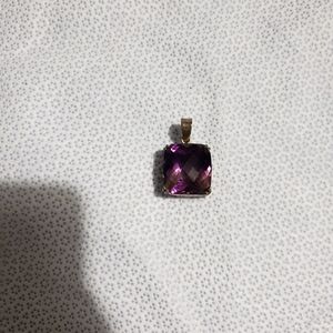 Bicolor Stone Pendant Purple Lite Brown 925 Sterling Silver